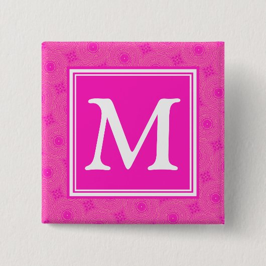 Muster der rosafarbenen Monogramm-Kreise Button (Vorderseite)