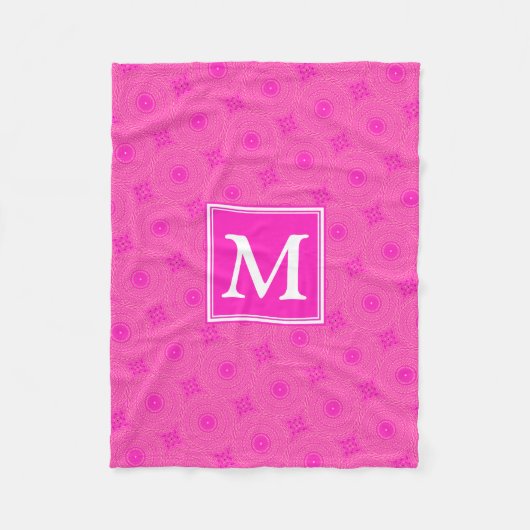 Muster der rosafarbenen Monogramm-Kreise Fleecedecke (Vorderseite)