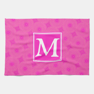 Muster der rosafarbenen Monogramm-Kreise Handtuch