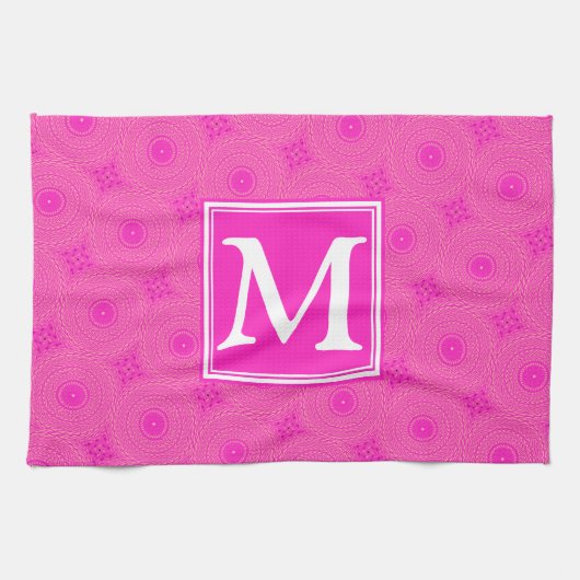 Muster der rosafarbenen Monogramm-Kreise Handtuch (Horizontal)