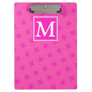 Muster der rosafarbenen Monogramm-Kreise Klemmbrett