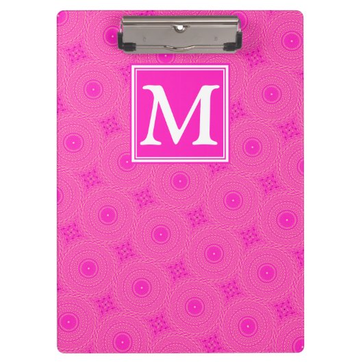 Muster der rosafarbenen Monogramm-Kreise Klemmbrett (Vorderseite)