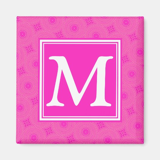 Muster der rosafarbenen Monogramm-Kreise Magnet (Vorne)