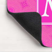Muster der rosafarbenen Monogramm-Kreise Mousepad (Ecke)