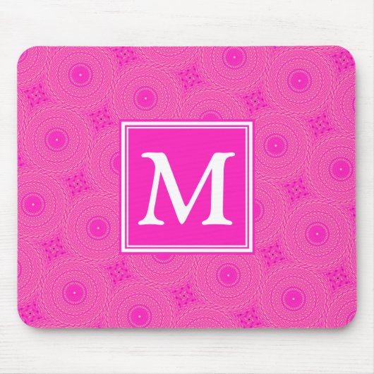 Muster der rosafarbenen Monogramm-Kreise Mousepad (Vorne)