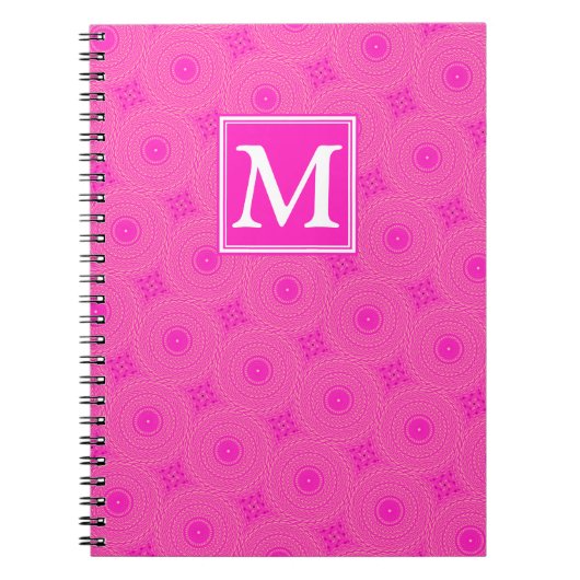 Muster der rosafarbenen Monogramm-Kreise Notizblock (Vorderseite)