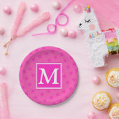 Muster der rosafarbenen Monogramm-Kreise Pappteller (Party)