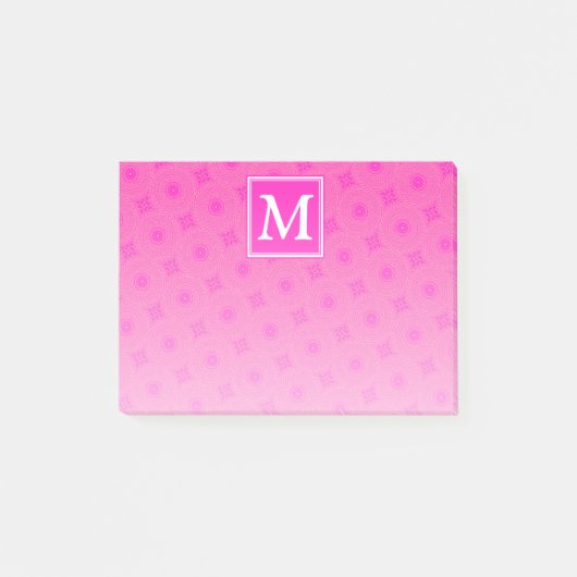 Muster der rosafarbenen Monogramm-Kreise Post-it Klebezettel (Vorderseite)