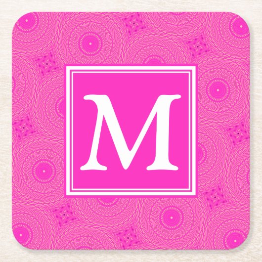 Muster der rosafarbenen Monogramm-Kreise Rechteckiger Pappuntersetzer (Vorderseite)