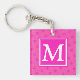 Muster der rosafarbenen Monogramm-Kreise Schlüsselanhänger