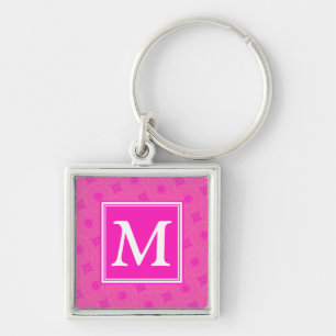 Muster der rosafarbenen Monogramm-Kreise Schlüsselanhänger