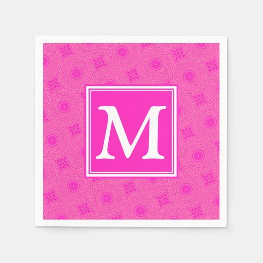 Muster der rosafarbenen Monogramm-Kreise Serviette (Vorderseite)