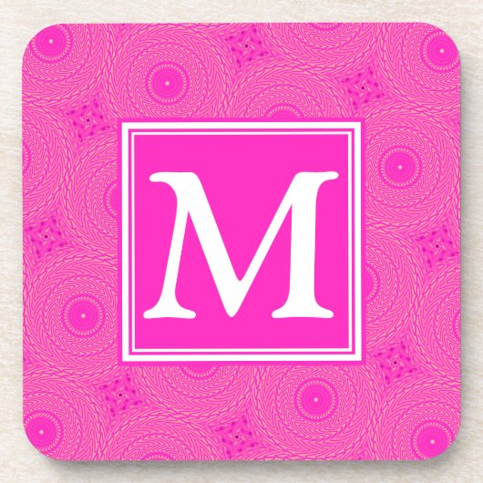 Muster der rosafarbenen Monogramm-Kreise Untersetzer (Vorderseite)