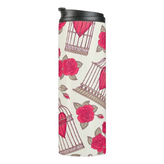 Muster der Rose für Vogelkäfige Thermosbecher (Nach rechts gedreht)