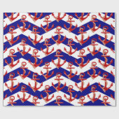 Muster der roten Anker Zickzack Streifen Geschenkpapier (Flach)