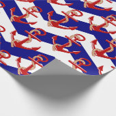 Muster der roten Anker Zickzack Streifen Geschenkpapier (Ecke)
