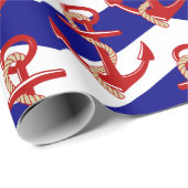 Muster der roten Anker Zickzack Streifen Geschenkpapier (Rolleneckpunkt)