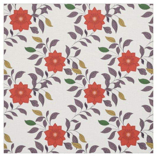 Muster der roten Blume | Chinoiserie Style Stoff (Muster)