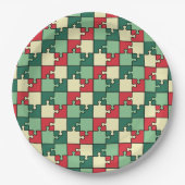 Muster der roten geometrischen Puzzleteile Pappteller (Vorderseite)