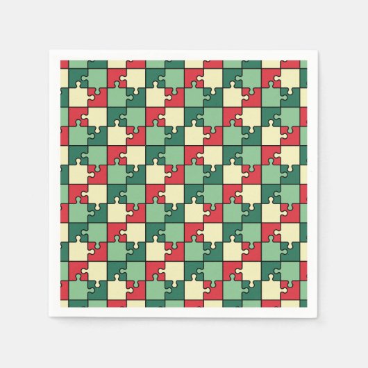 Muster der roten geometrischen Puzzleteile Serviette (Vorderseite)