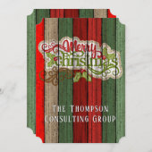 Muster der roten grünen Holzplanen Feiertagskarte (Vorne/Hinten)