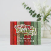 Muster der roten grünen Holzplanen Feiertagspostkarte (Stehend Vorderseite)