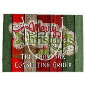 Muster der roten grünen Holzplanen Große Geschenktüte (Rückseite)