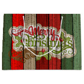 Muster der roten grünen Holzplanen Große Geschenktüte (Vorderseite)