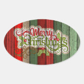 Muster der roten grünen Holzplanen Ovaler Aufkleber (Vorderseite)