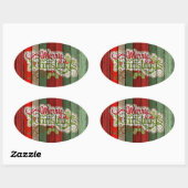 Muster der roten grünen Holzplanen Ovaler Aufkleber (Blatt)