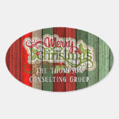 Muster der roten grünen Holzplanen Ovaler Aufkleber (Vorderseite)