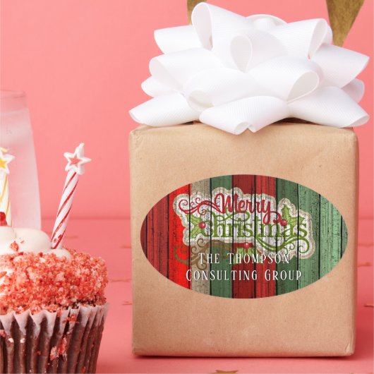 Muster der roten grünen Holzplanen Ovaler Aufkleber (Party)