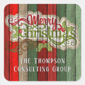 Muster der roten grünen Holzplanen Quadratischer Aufkleber (Vorderseite)