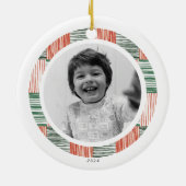 Muster der roten grünen Wasserfarben Muster 1 Foto Keramik Ornament (Hinten)