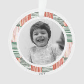 Muster der roten grünen Wasserfarben Muster 1 Foto Ornament (Vorderseite)