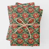 Muster der roten Poinsettia-Blume Geschenkpapier Set (Beispiel)