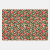 Muster der roten Poinsettia-Blume Geschenkpapier Set (Vorderseite)