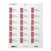 Muster der roten und weißen horizontalen Streifen Adressaufkleber (Vorne)