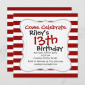 Muster der roten und weißen horizontalen Streifen Einladung (Vorne/Hinten)