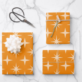 Muster der rückseitigen Atomstäbe auf Orange Geschenkpapier Set