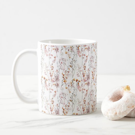 Muster der rustikalen Wildblume Kaffeetasse (Mit Donut)