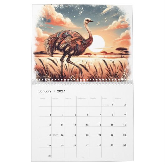Muster der Savanna Grasslands Kalender (Jan 2027)