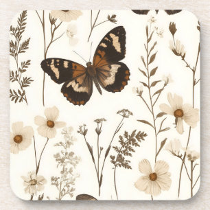 Muster der Schmetterlinge und Blume Getränkeuntersetzer