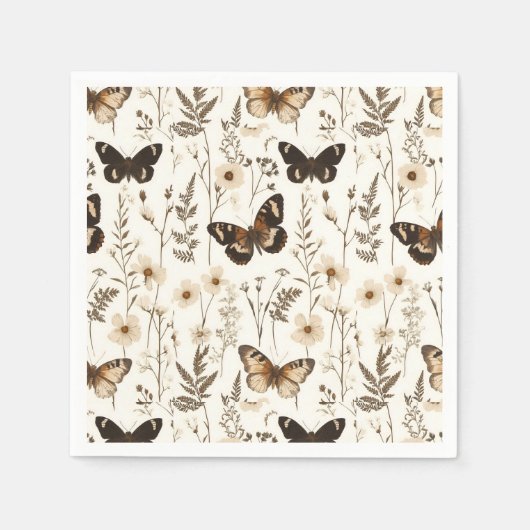 Muster der Schmetterlinge und Blume Serviette (Vorderseite)