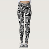 Muster der schwarz/weiß wirbelnden Streifen Leggings (Vorderseite)