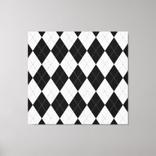 Muster der Schwarz-weißen geometrischen Raute Leinwanddruck
