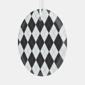 Muster der Schwarz-weißen geometrischen Raute Ornament Aus Glas (Vorderseite links)