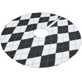 Muster der Schwarz-weißen geometrischen Raute Polyester Weihnachtsbaumdecke (Schrägansicht)