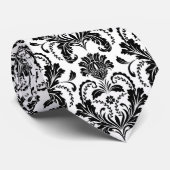 Muster der schwarz-weißen Retro-Flora-Damaskus Krawatte (Gerollt)