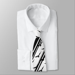 Muster der Schwarz-weißen Streifen Birds-Silhouett Krawatte